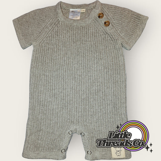 Knit Short Romper Grey