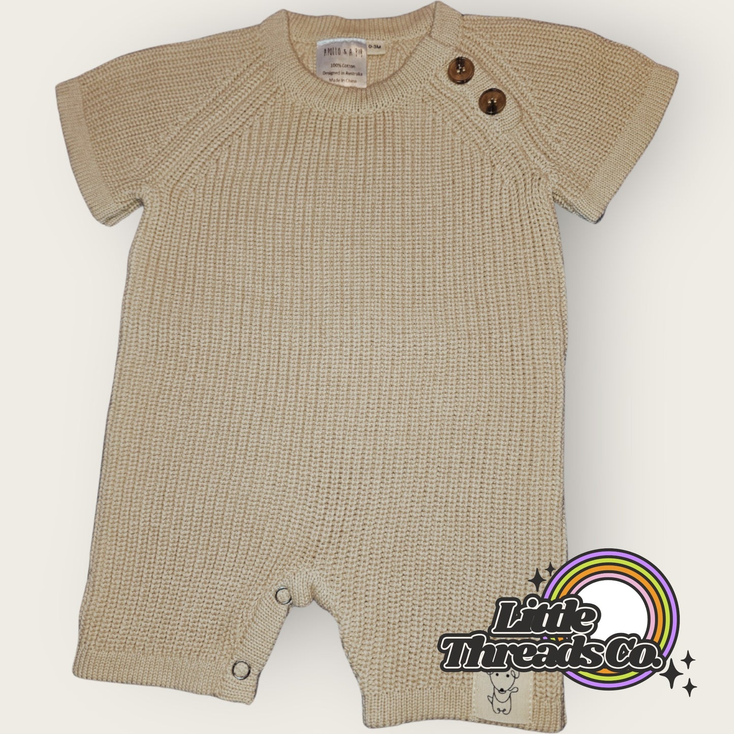 Knit Shortie Romper Beige